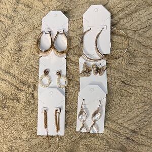 Lot of 6 Earrings Gold Jewelry